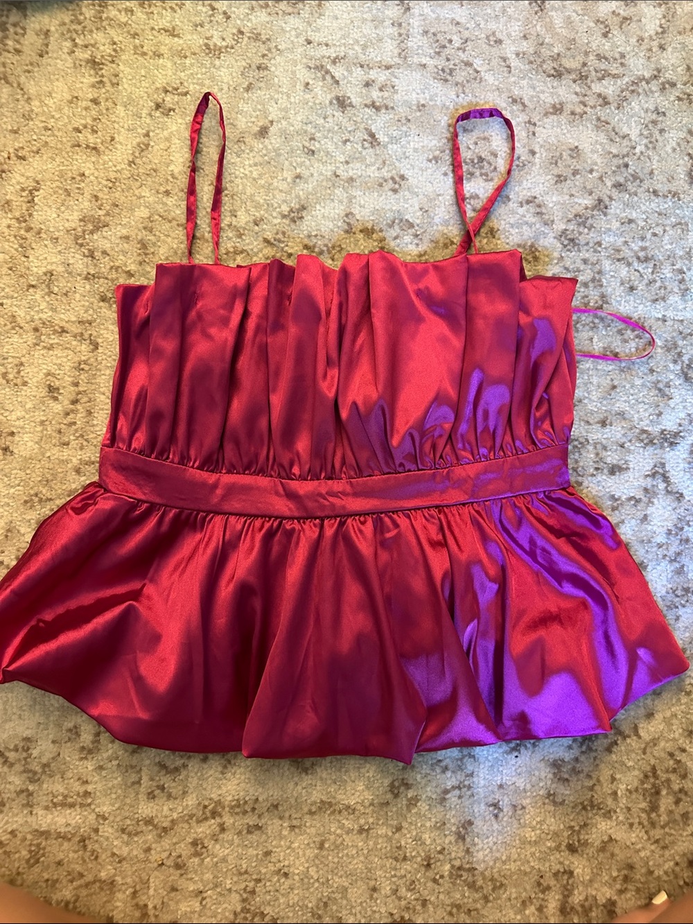 Satin Spaghetti Strap Peplum Top